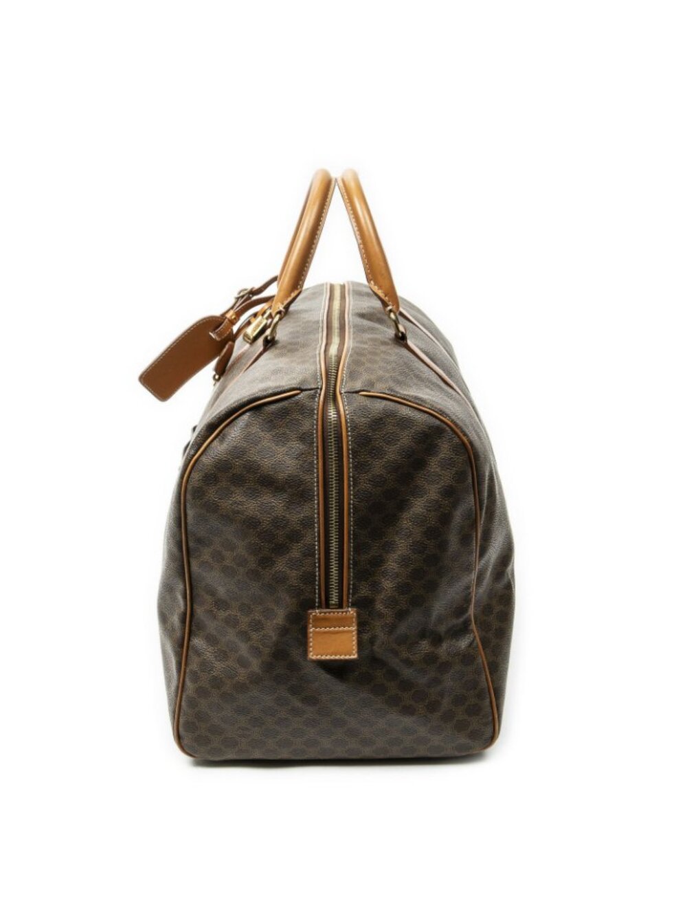 Celine Vintage Travel Boston Brown Macadam Canvas Shoulder - Picture 3 of 10